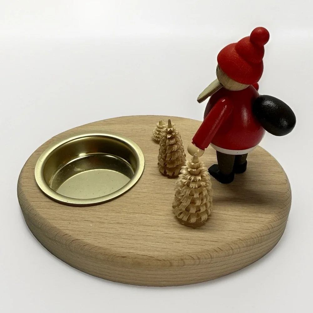 SAICO Original German Wooden Santa Tealight Candle Holder Erzgebirge Christmas